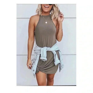 💥🆕Amaryllis Sage Green High-Neck Sleeveless Dress XL🆕